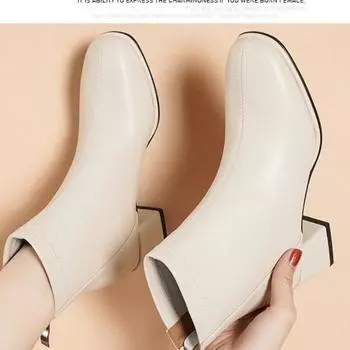 Женские толстые туфли с застежкой-молнией сзади и средней пяткой, модные в Европе и Америке 35 чёрный