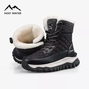 Женские толстые замшевые зимние ботинки, нескользящие высокие хлопковые ботинки, обувь для активного отдыха 36 бежевый