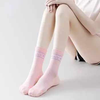 Женские тонкие беговые носки средней длины на весну и лето, размеры 35–39, дышащие спортивные носки с полотенцем снизу One-size фиолетовый