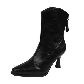 Женские тонкие ботильоны, модные элегантные туфли с острым носком из мягкой кожи, на тонком высоком каблуке, осень-зима, женские короткие ботильоны Morder 35