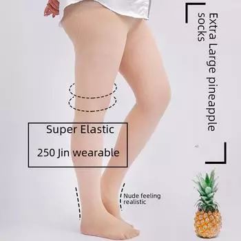 Женские тонкие чулки большого размера с принтом ананаса, легко режутся, не цепляются за ноги Extra Large (170-250 catties) чёрный