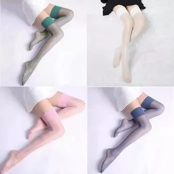 Женские тонкие чулки, женские сексуальные топы до бедра, блестящие прозрачные чулки, маслянистые высокие прозрачные чулки 71cm белый