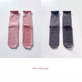 Женские тонкие деревянные носки для йоги без косточек 1 Pink 1 dark gray combination 2 pairs