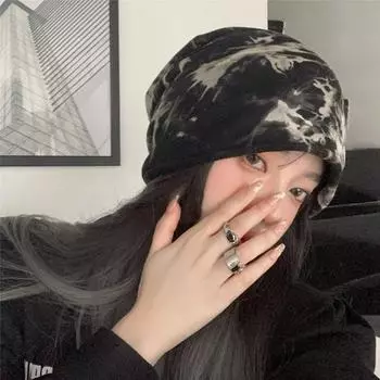 Женские тонкие кепки, окрашенные в технике галстука, простые однотонные шапки с прокатанным подолом, мягкая вязаная шапка, шапки, теплые шапки на зиму и весну, Skullies Gorros 56-58cm