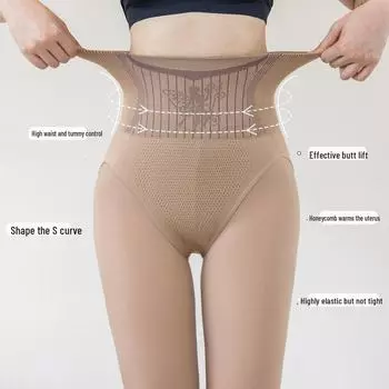 Женские тонкие колготки с высокой талией и цветочным рисунком в виде фей — телесного цвета, с добавлением бархата для осени/зимы 75 g stepping