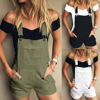 Женские тонкие комбинезоны, летние сексуальные однотонные комбинезоны, модные повседневные пляжные шорты, брюки-комбинезон S белый