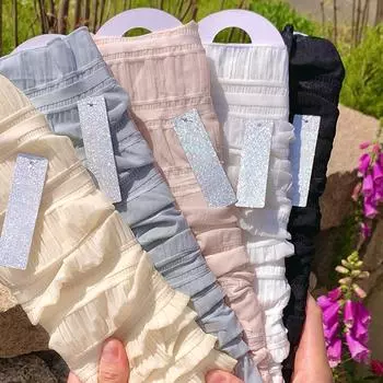 Женские тонкие кружевные носки до середины икры, сплошной цвет, ледяной шелк, рукава, рукава, рукава, бант, украшение JK чёрный