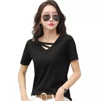 Женские тонкие повседневные рубашки Лето с v-образным вырезом и надписью XXXL белый