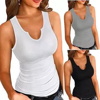 Женские тонкие сексуальные простые майки, летняя повседневная футболка без рукавов с камзолом, жилет S серый