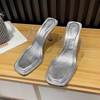 Женские тонкие туфли на высоком каблуке, современные сексуальные тапочки, распродажа женской обуви, модная летняя однотонная женская обувь для отдыха на открытом воздухе 2024 года 35 абрикосовый