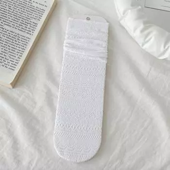 Женские тонкие весенне-летние новые однотонные сетчатые носки-гольфы с волновым кружевом и ажурным узором 1 pair