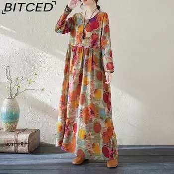 Женские тонкие возрастные платья большого размера в стиле ретро с длинными рукавами в полоску L разноцветный