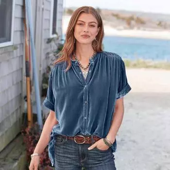 Женские топы, блузки и рубашки из золотистого бархата, однотонная рубашка с коротким рукавом и круглым вырезом S розы красного