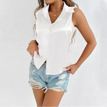 Женские топы Блузки Повседневные рубашки средней длины Модные принты Туники Топы с карманами M белый