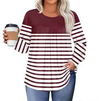 Женские топы больших размеров, рубашки с длинным рукавом, туника с круглым вырезом, повседневная свободная блузка L-5X XXXXXL