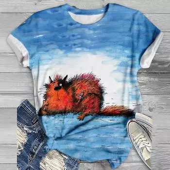 Женские топы больших размеров с коротким рукавом и 3D-принтом, футболка, блузка