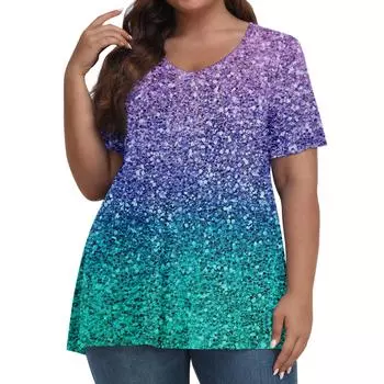 Женские топы больших размеров с V-образным вырезом, повседневная одежда с 3D-принтами, топы, футболки 6XL