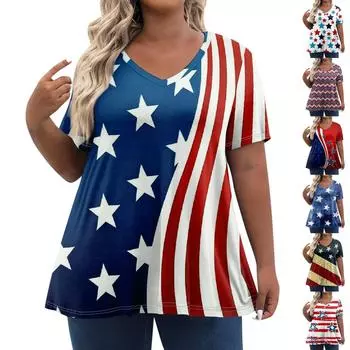 Женские топы больших размеров, шорты с рукавами, рубашки с V-образным вырезом, повседневная одежда, топы с принтами XXL