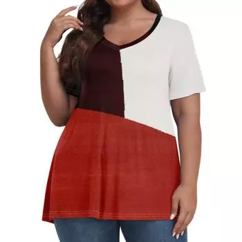 Женские топы больших размеров, шорты с рукавами, рубашки с V-образным вырезом, повседневная одежда, топы с принтами 6XL фиолетовый