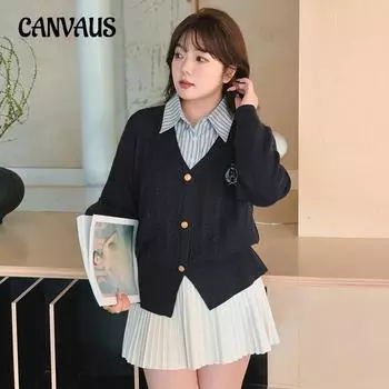 Женские топы больших размеров, свободный вязаный свитер XL сапфир синий