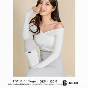 Женские топы для фитнеса и йоги с длинным рукавом осень/зима 2022 года — корейский стиль, модные футболки Extra Large