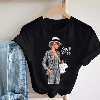 Женские топы, футболки, книги для чтения, принты для девочек, повседневные женские футболки, универсальные, с коротким рукавом в стиле 90-х, кавайная одежда, женская футболка S чёрный