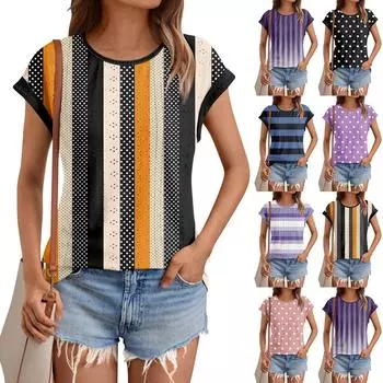 Женские топы, футболки с коротким рукавом, блузки с принтом, нарядные повседневные ажурные вышивки, летняя модная одежда L чёрный