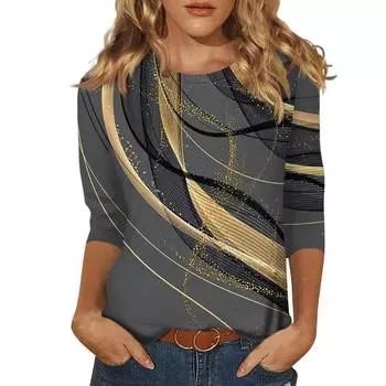 Женские топы Футболки с рисунком Блузки Повседневные топы больших размеров Базовые топы Пуловеры Топы и блузки для женщин S