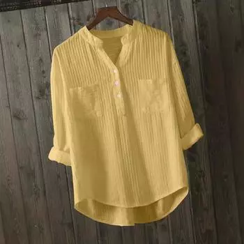 Женские топы, хлопковые рубашки, офисные, с длинным рукавом, корейские, свободные, повседневные, с вертикальным V-образным вырезом, рубашки, топы, блузы XXXXXL белый
