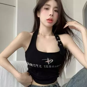 Женские топы на бретельках, черные женские модные майки для девочек, жилет Y2K, сексуальные женские топы S белый