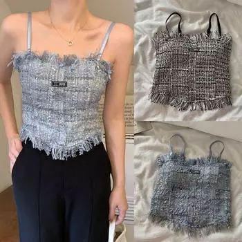 Женские топы на бретельках с кисточками, темпераментные универсальные женские майки на бретельках