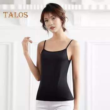 Женские топы на бретельках с круглым вырезом без рукавов, однотонные облегающие дышащие летние топы на бретелях M чёрный