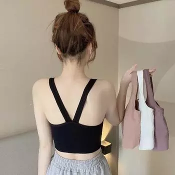 Женские топы на бретелях с перекрестными подтяжками, красивая верхняя одежда без бретелек на спине, универсальный дышащий топ с запахом на груди, летний женский жилет на подтяжках One Size чёрный