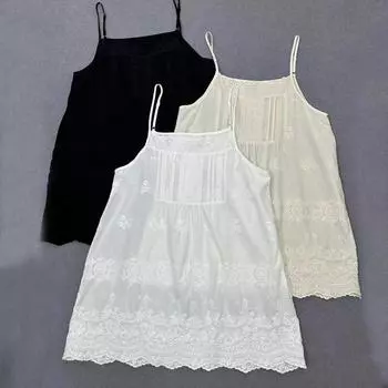 Женские топы на тонких японских подтяжках с вышивкой Johnature Leisure, универсальная подкладка с нижней подтяжкой