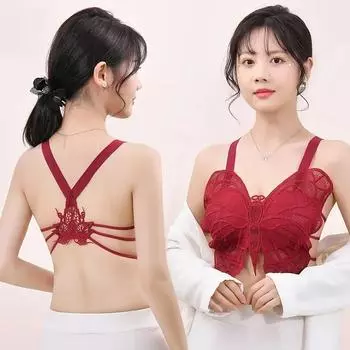 Женские топы, нижнее белье, бюстгальтеры с мягкой подкладкой, нижнее белье с запахом бабочки, бюстье, нижнее белье, бюстгальтер, однотонное мягкое хлопковое нижнее белье one size чёрный