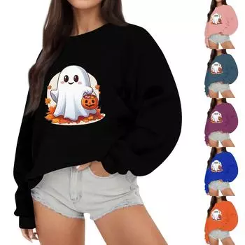 Женские топы осень-зима, женские толстовки с длинным рукавом, повседневные топы свободного кроя с круглым вырезом S тёмно-синий