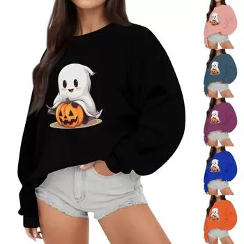 Женские топы осень-зима, женские толстовки с длинным рукавом, повседневные топы свободного кроя с круглым вырезом XXL синий