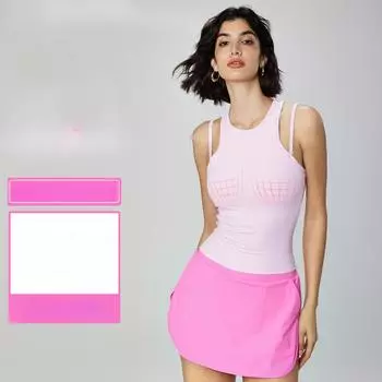 Женские топы, поддельный жилет для фитнеса и йоги из двух частей с подушкой на груди, красивый спортивный бюстгальтер на спине S