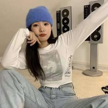 Женские топы, приталенные рубашки с длинными рукавами и нестандартным низом, футболки L