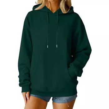 Женские топы с длинным рукавом, футболки с круглым вырезом, осенняя мода, повседневные деловые туники-блузки L армия зеленый