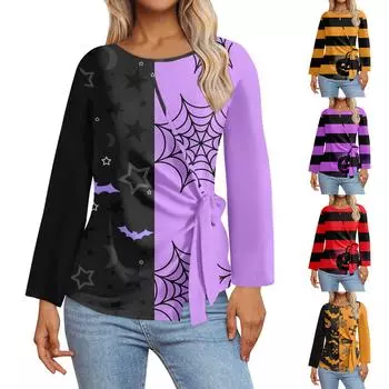 Женские топы с длинным рукавом Летние асимметричные футболки Приталенные повседневные топы Футболки Пуловеры Топы на Хэллоуин Футболки Летние топы Топы с коротким рукавом XXL фиолетовый