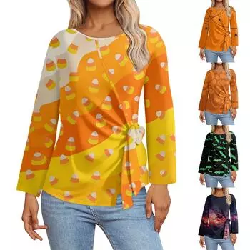 Женские топы с длинным рукавом Летние асимметричные футболки Приталенные повседневные топы Футболки Пуловеры Топы на Хэллоуин Футболки Летние топы Топы с коротким рукавом S шафрановый