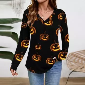 Женские топы с длинным рукавом, нарядные повседневные футболки с V-образным вырезом, базовые футболки, одежда для отпуска, осенняя модная одежда L