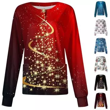 Женские топы с длинными рукавами и карманами, рабочий воротник-стойка, однобортный защитный комбинезон, куртка, рождественский топ L белый