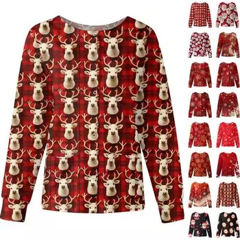 Женские топы с длинными рукавами и карманами, рабочий воротник-стойка, однобортный защитный комбинезон, куртка, рождественский топ L