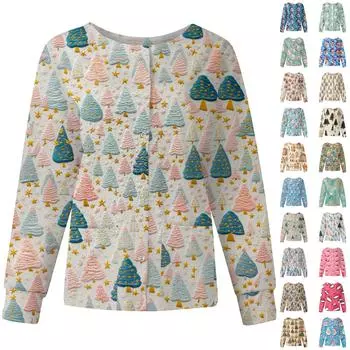 Женские топы с длинными рукавами и карманами, рабочий воротник-стойка, однобортный защитный комбинезон, куртка, рождественский топ L синий