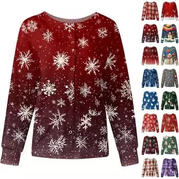 Женские топы с длинными рукавами и карманами, рабочий воротник-стойка, однобортный защитный комбинезон, куртка, рождественский топ L