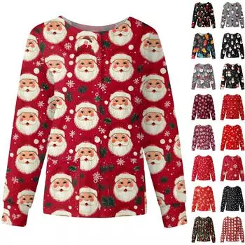 Женские топы с длинными рукавами и карманами, рабочий воротник-стойка, однобортный защитный комбинезон, куртка, рождественский топ L чёрный