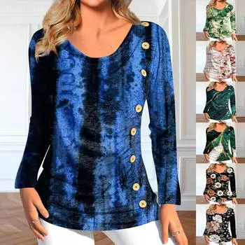 Женские топы с длинными рукавами. Летние асимметричные футболки. Облегающие повседневные топы на пуговицах. Футболки. Пуловеры. Футболки. Летние топы. Топы с длинными рукавами.