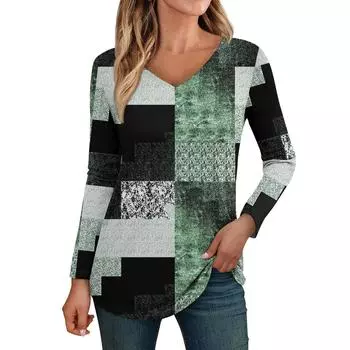 Женские топы с длинными рукавами, рубашки с v-образным вырезом, повседневные модные футболки с цветочным принтом, блузки, осенние наряды-туники, приталенные футболки M светло-розовый